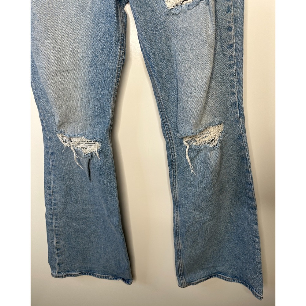 Levi's Premium 70's High Rise Flare Women's Jeans Blue Denim Distressed Size 26 - Picture 4 of 14